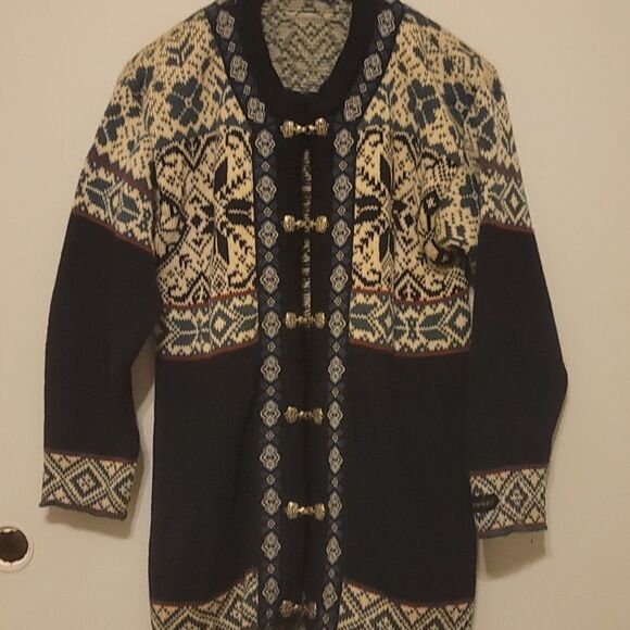  Icewear fair isle vintage wool cardigan sweater large - Picture 1 of 13